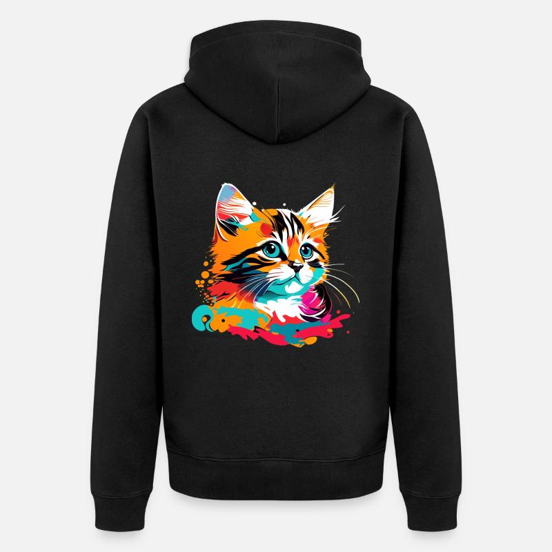 Kätzchen, Katze - Unisex Premium Bio Zip Hoodie - Schwarz