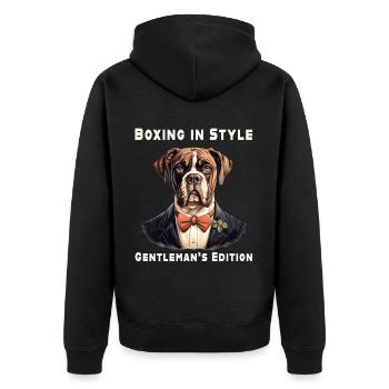 Boxing In Style - Unisex Premium Organic Zip Hoodie - black - Back - Nico (187cm)