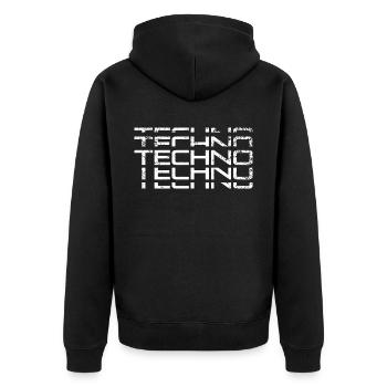 Techno - Unisex Premium Bio Zip Hoodie - Schwarz - Hinten - Nico (187cm)