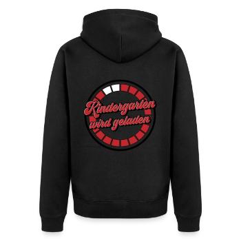 Farben änderbar | Kindergarten wird geladen - Unisex Premium Bio Zip Hoodie - Schwarz - Hinten - Nico (187cm)