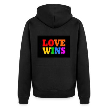 Love wins - Unisex Premium Organic Zip Hoodie - black - Back - Nico (187cm)