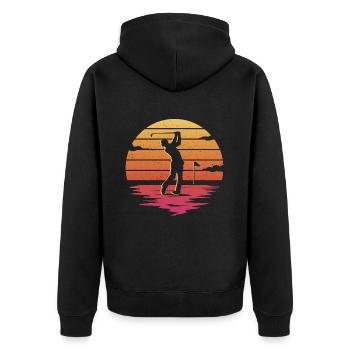 Golf Golfer Golfen Retro Golfspieler - Unisex Premium Bio Zip Hoodie - Schwarz - Hinten - Nico (187cm)
