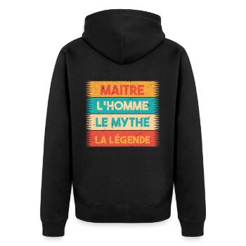 Maitre, L'homme, Le mythe, cadeau maitre. maître. - Veste à capuche bio Premium Unisexe - noir - Dos - Nico (187cm)