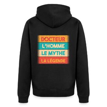Docteur, L'homme, Le mythe cadeau docteur. médecin - Veste à capuche bio Premium Unisexe - noir - Dos - Nico (187cm)