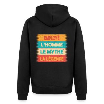 Employé, L'homme, Le mythe, cadeau employé. - Veste à capuche bio Premium Unisexe - noir - Dos - Nico (187cm)