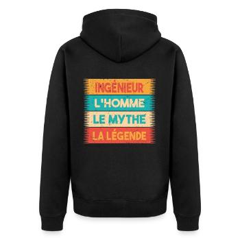 Ingénieur, L'homme, Le mythe, cadeau ingénieur. - Veste à capuche bio Premium Unisexe - noir - Dos - Nico (187cm)
