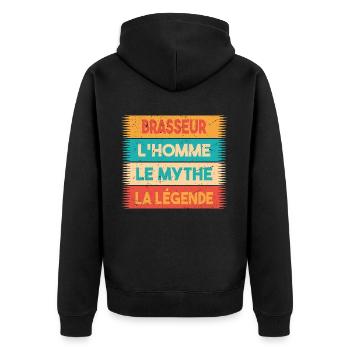 Brasseur, L'homme, Le mythe, cadeau brasseur. - Veste à capuche bio Premium Unisexe - noir - Dos - Nico (187cm)