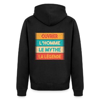 Ouvrier, L'homme, Le mythe, cadeau ouvrier. - Veste à capuche bio Premium Unisexe - noir - Dos - Nico (187cm)
