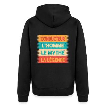 Conducteur, L'homme, Le mythe, cadeau conducteur. - Veste à capuche bio Premium Unisexe - noir - Dos - Nico (187cm)