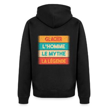 Glacier, L'homme, Le mythe, cadeau glacier. - Veste à capuche bio Premium Unisexe - noir - Dos - Nico (187cm)