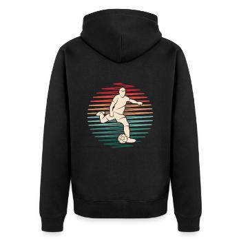 Fußball Spieler Fußballspieler Vintage Fußballer - Unisex Premium Bio Zip Hoodie - Schwarz - Hinten - Nico (187cm)
