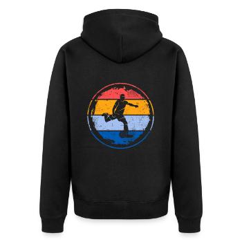 Fußballer Spieler Vintage Fußballspieler Fußball - Unisex Premium Bio Zip Hoodie - Schwarz - Hinten - Nico (187cm)