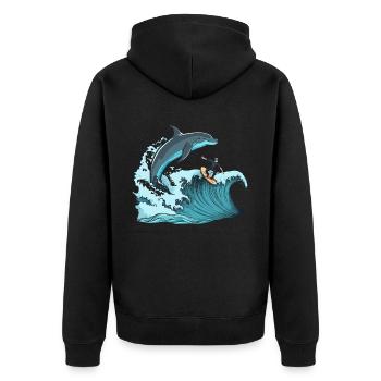 Surfer avec un ami - Veste à capuche bio Premium Unisexe - noir - Dos - Nico (187cm)