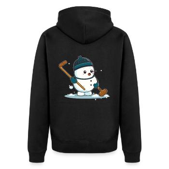 Frosty the Goalie - Unisex Premium Organic Zip Hoodie - black - Back - Nico (187cm)
