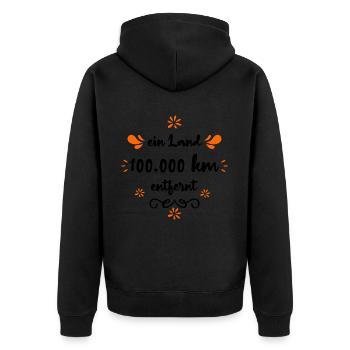Politik-Spruch - Unisex Premium Bio Zip Hoodie - Schwarz - Hinten - Nico (187cm)