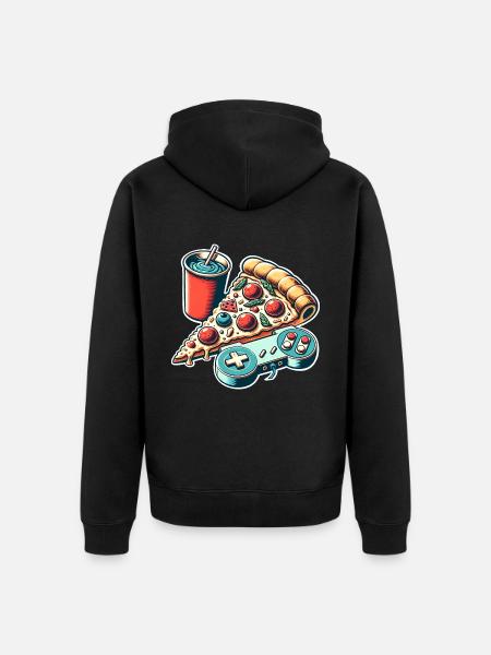 Pizza Gaming Gamer - Unisex Premium Organic Zip Hoodie - black