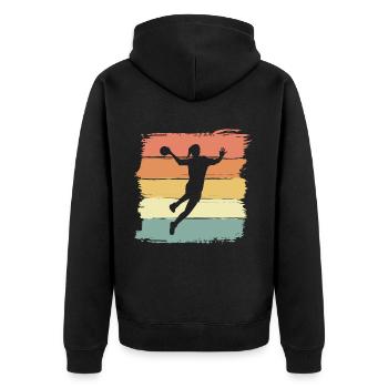 Handball féminin rétro vintage Handball Player - Veste à capuche bio Premium Unisexe - noir - Dos - Nico (187cm)
