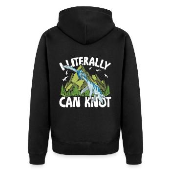 I Literally Can Knot Dino Dinosaurier Knoten - Unisex Premium Bio Zip Hoodie - Schwarz - Hinten - Nico (187cm)