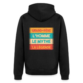 Grand-Père, L'homme, Le mythe, cadeau grand-père. - Veste à capuche bio Premium Unisexe - noir - Dos - Nico (187cm)