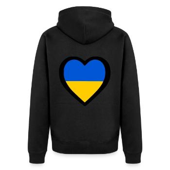 Ukraine - Unisex Premium Bio Zip Hoodie - Schwarz - Hinten - Nico (187cm)