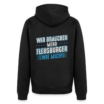 Flensburg Flensburger Männer Spruch Geschenk - Unisex Premium Bio Zip Hoodie - Schwarz - Hinten - Nico (187cm)