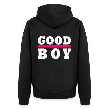 Good boy - Unisex Premium Bio Zip Hoodie - Schwarz - Hinten - Nico (187cm)
