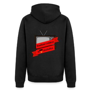 Rundfunk Gebühren in Deutschland abschaffen - Unisex Premium Bio Zip Hoodie - Schwarz - Hinten - Nico (187cm)