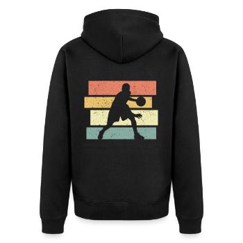 Basketball Retro Vintage - Unisex Premium Bio Zip Hoodie - Schwarz - Hinten - Nico (187cm)