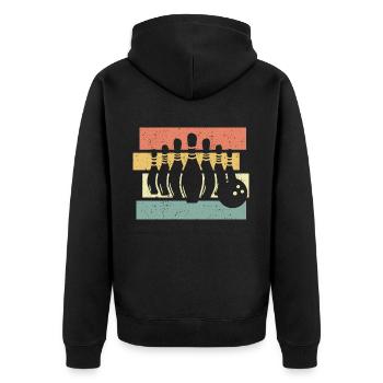 Bowling retro vintage - Unisex Premium Bio Zip Hoodie - Schwarz - Hinten - Nico (187cm)