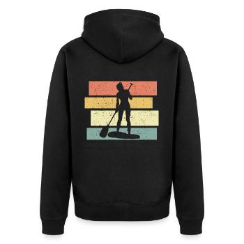 Paddleboard Frauen vintage retro - Unisex Premium Bio Zip Hoodie - Schwarz - Hinten - Nico (187cm)