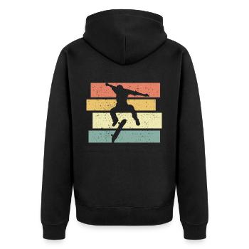 Skateboard Retro vintage Skating Skateboard Legend - Unisex Premium Bio Zip Hoodie - Schwarz - Hinten - Nico (187cm)