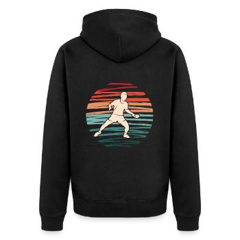 Ping Pong Tischtennis Spieler Tischtennisspieler - Unisex Premium Bio Zip Hoodie - Schwarz - Hinten - Nico (187cm)