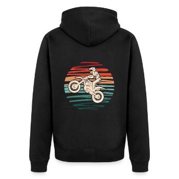 Motocross Vintage Motorsport Dirtbike Moto - Veste à capuche bio Premium Unisexe - noir - Dos - Nico (187cm)