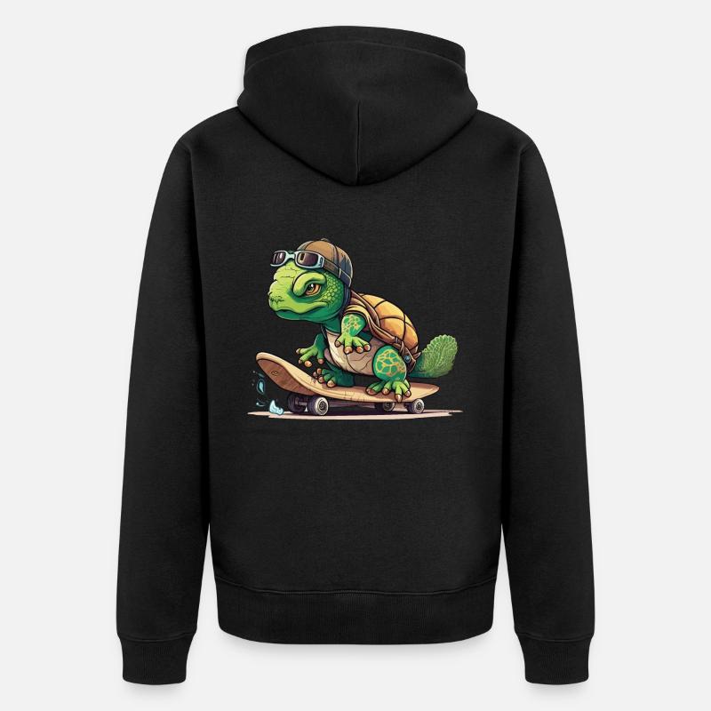 Tortue de skateboard - Veste à capuche bio Premium Unisexe - noir