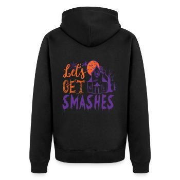 Lets get smashes - Unisex Premium Bio Zip Hoodie - Schwarz - Hinten - Nico (187cm)