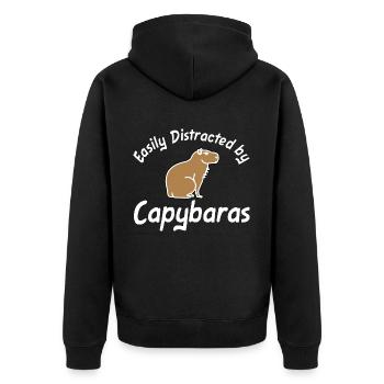 Facilement distrait par Capybaras capybara - Veste à capuche bio Premium Unisexe - noir - Dos - Nico (187cm)