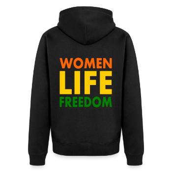 Women life freedom - Unisex Premium Bio Zip Hoodie - Schwarz - Hinten - Nico (187cm)