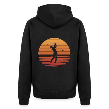 Golf Golfer Girl Golfspieler Golfen - Unisex Premium Bio Zip Hoodie - Schwarz - Hinten - Nico (187cm)