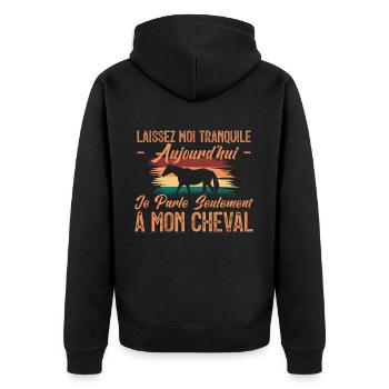 Je parle seulement à mon cheval. cadeau cavalier. - Veste à capuche bio Premium Unisexe - noir - Dos - Nico (187cm)