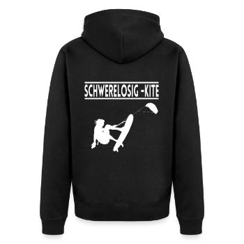 Schwerelosigkeit Kitesurfen Kiten für Kiter - Unisex Premium Bio Zip Hoodie - Schwarz - Hinten - Nico (187cm)