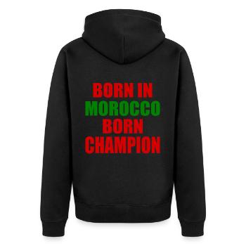 born in morocco born champion - maroc - Veste à capuche bio Premium Unisexe - noir - Dos - Nico (187cm)