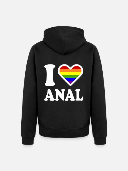 I love anal - Unisex Premium Organic Zip Hoodie - black