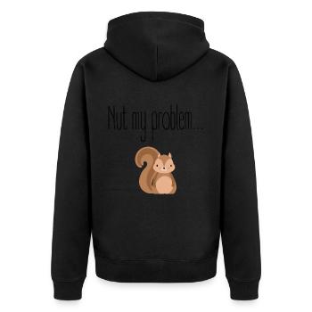 Nut my problem Nicht mein Problem - Unisex Premium Organic Zip Hoodie - black - Back - Nico (187cm)