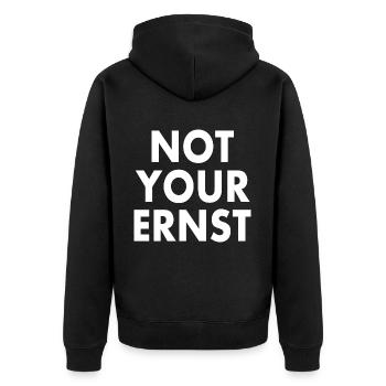 Not your ernst - Unisex Premium Bio Zip Hoodie - Schwarz - Hinten - Nico (187cm)