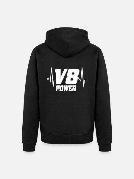 V8 - Unisex Premium Organic Zip Hoodie - black