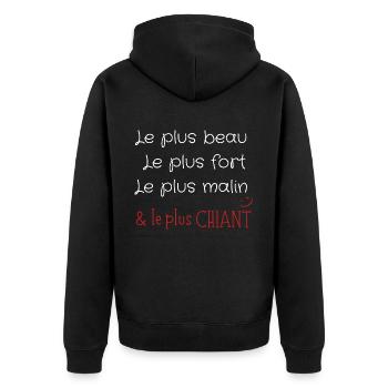 Le plus beau le plus fort le plus malin - Veste à capuche bio Premium Unisexe - noir - Dos - Nico (187cm)