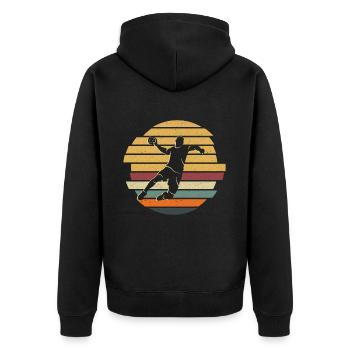 Handballspieler Handball Spieler Handballer - Unisex Premium Bio Zip Hoodie - Schwarz - Hinten - Nico (187cm)