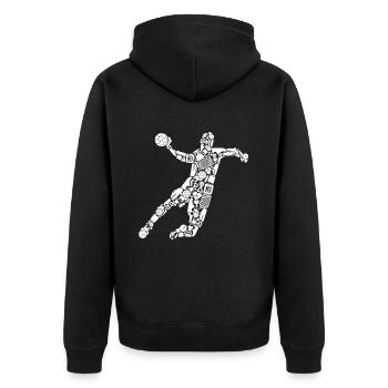 Handballer Symbole Handball Sport Handballspieler - Unisex Premium Bio Zip Hoodie - Schwarz - Hinten - Nico (187cm)