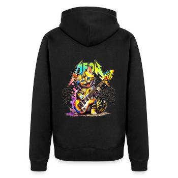 Meow-Kätzchen aus Metall – Regenbogen - Unisex Premium Bio Zip Hoodie - Schwarz - Hinten - Nico (187cm)