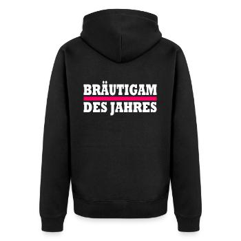 bräutigam des jahres - Unisex Premium Bio Zip Hoodie - Schwarz - Hinten - Nico (187cm)